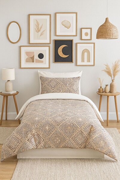 MYSTORY HOME COLLECTION طقم غطاء لحاف مفرد مع ملاءة مطاطية ساندورا