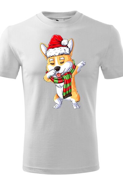 OEM Tricou unisex cu mânecă scurtă "Corgi de Crăciun " - S