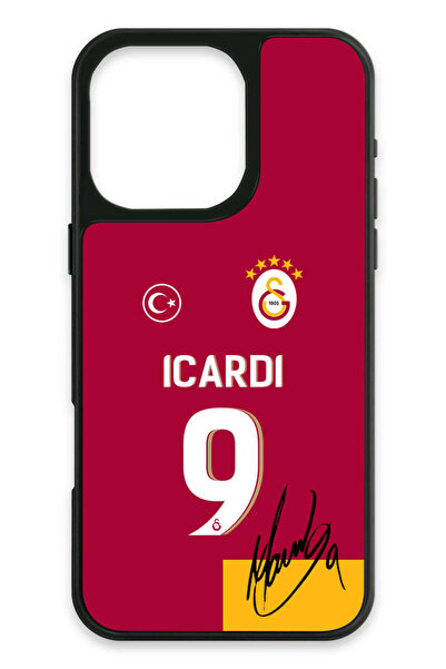 Galatasaray iPhone 16 Pro Max Uyumlu Mauro Icardi Parçalı Forma İmzalı Cam Li...