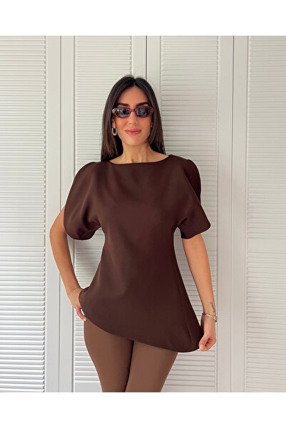 bymaestro woman Women's Balloon Sleeve Asymmetrical Blouse