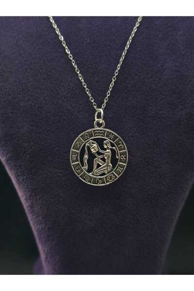 sarıyer silver Aquarius Zodiac Sign Steel Pendant and Chain Jewelry Classic S...