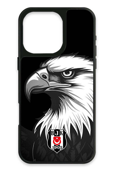 Beşiktaş iPhone 16 Pro Max Uyumlu Büyük Kartal Cam Lisanslı Telefon Kılıfı