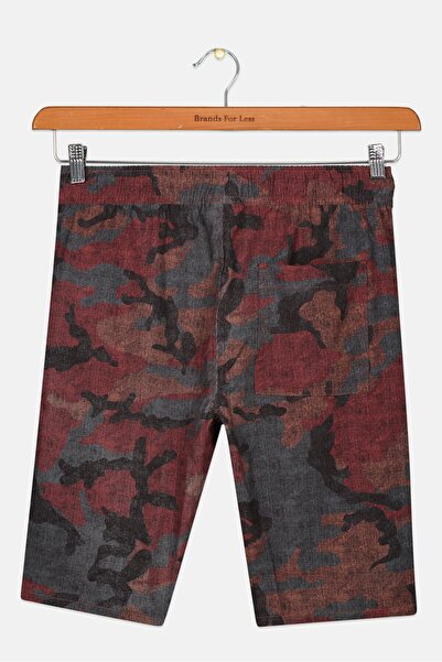 Timberland Kids Boy Drawstring Camouflage Basic Shorts, Maroon Combo