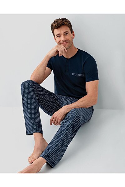 Arnetta Men's 100% Cotton Button-Down Collar Pajama Set – Short-Sleeve Button...