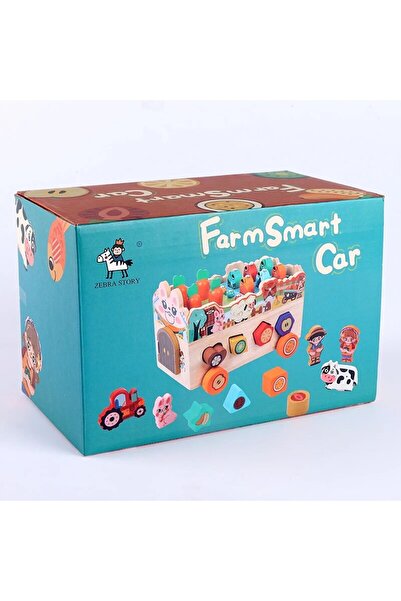 Zebra Jucarie Educativa Smart Farm din Lemn cu Functii Multiple - Carucior So...