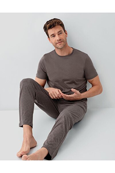 Arnetta Men's 100% Cotton Pajama Set – Short Sleeve Top & Long Bottom |   Com...