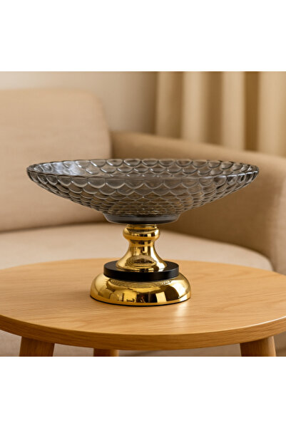 Generic Elegant Glass Fruit Holder with Luxury Golden Base