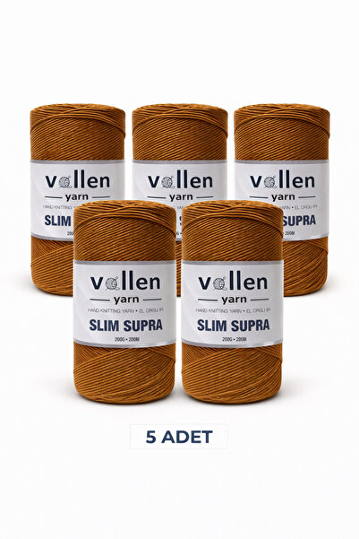 vollen yarn Slim Supra Makrome İp Mumlu Pase İp 200gr 200mt 5’li Paket Çanta İpi