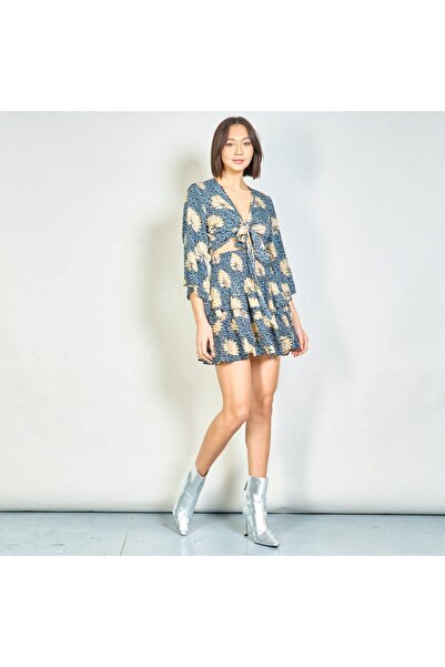 LA FIGURA Blue floral top and skirt set