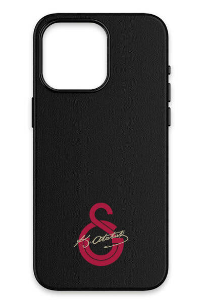 Galatasaray iPhone 15 Pro Compatible Arma Atatürk Signature Leather Magsafe L...
