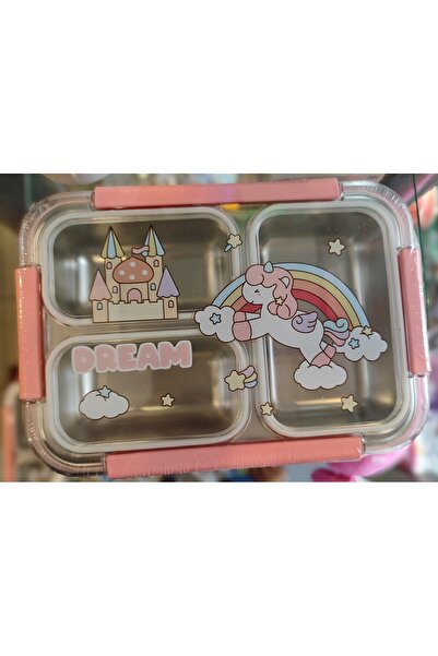ada çanta kırtasiye Girl's Stainless Steel 3-Compartment Deep and Wide Lunch ...