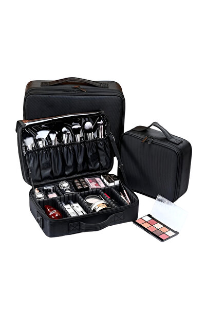 NEXTLY Geantă cosmetică portabilă, mare, neagră, impermeabilă