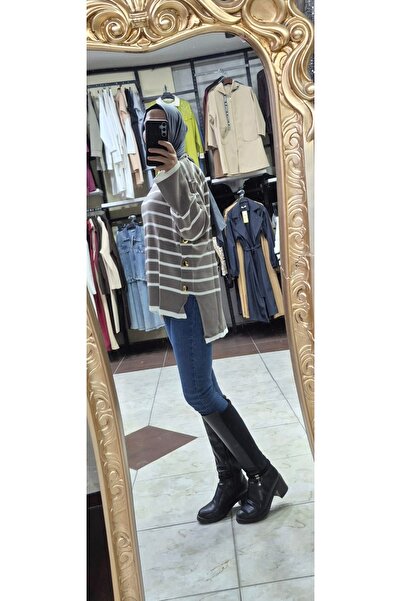 Mintaş Striped Knitwear Sweater with Buttons on the Sides