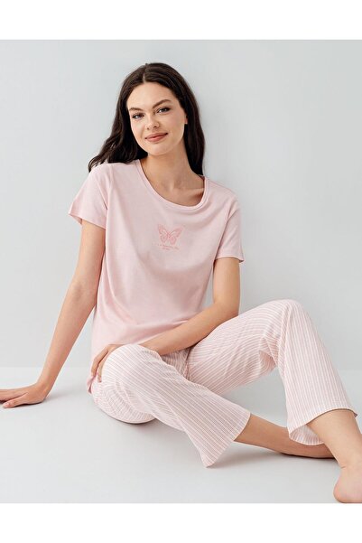 Arnetta Women's Summer 50% Cotton 50% Modal Pajama Set – Short Sleeves, Strip...