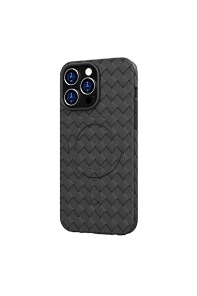 Hurtel Carcasă MagSafe Țesută pentru iPhone 15 Pro Max - Neagră