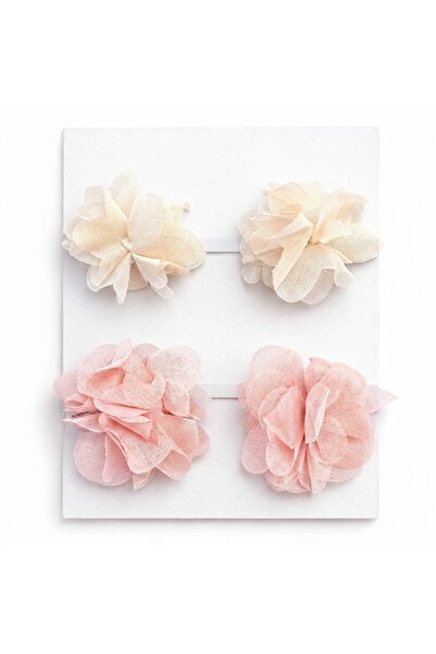 Laria Kız Çocuk Bebek Tüllü Sevimli Klips 4'Lü Saç Tokası