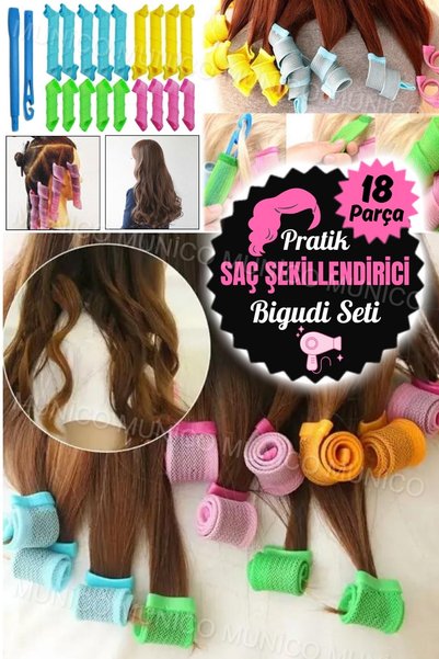 Munico Isı Hasarı Yok Şekillendirici Spiral Bukleler Saç Yapma Dalga - 18 Par...