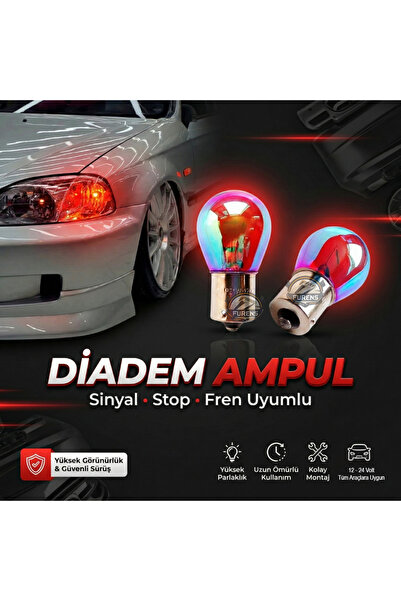 STS Oto Aksesuar 12 Volt P21W 21W 93 Tek Duy Diadem Ampul (2 Adet) – Araç Sto...