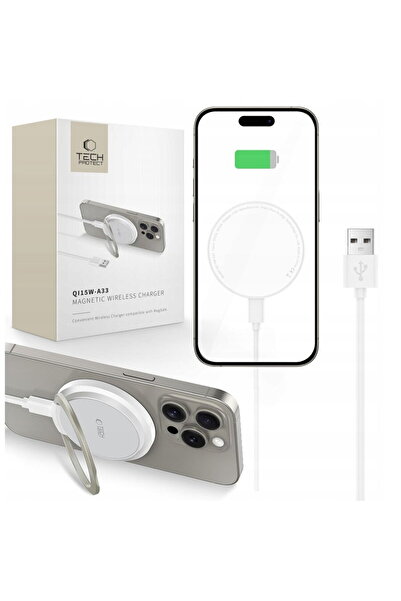 Tech-Protect USB-A to USB-C Cable Included Qi with MagSafe and Stand 15W White