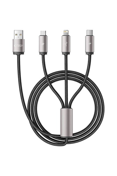 Tech-Protect ULTRABOOST 3IN1 LIGHTNING & TYPE-C & MICRO-USB CABLE 3.5A 100CM ...
