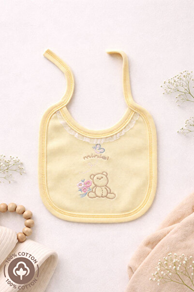Miniel Baby Girl 100% Organic Cotton Embroidered Baby Drool & Feeding Bib