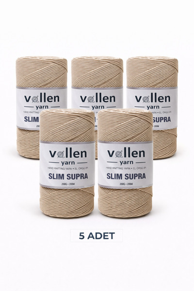 vollen yarn Slim Supra Makrome İp Mumlu Pase İp 200gr 200mt 5’li Paket Çanta İpi