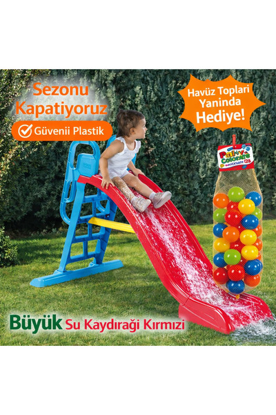 Store 2 IN 1 BÜYÜK SU KAYDIRAĞI KIRMIZI + HAVUZ TOPLARI YANINDA - İSTER SULU ...