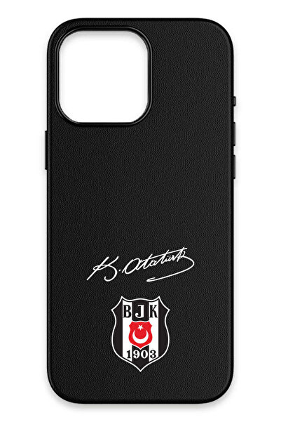 Beşiktaş iPhone 16 Pro Uyumlu Arma Atatürk İmza Deri Magsafe Lisanslı Telefon...