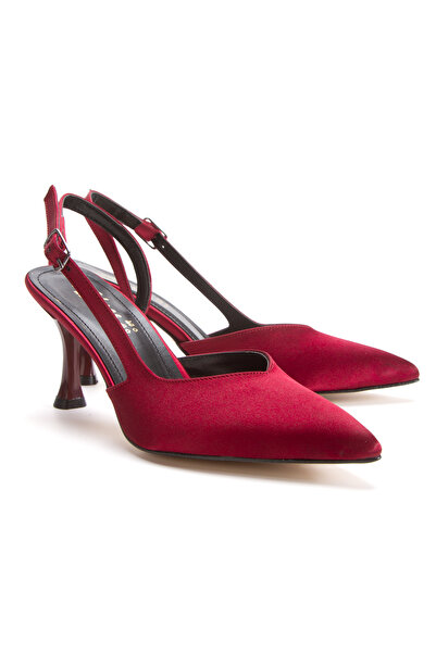 Melvoria Women's Pointed Toe Open Back Buckle Satin Textured Elegant Stiletto...