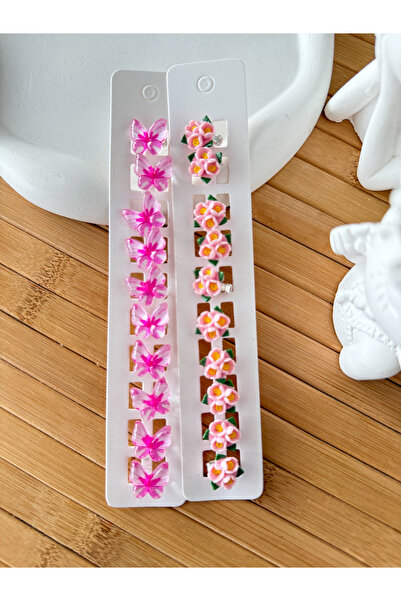PURPLE'S BİR TUTAM MUTLULUK 20 Pieces Set of 2 Hair Earrings // Flower and Bu...