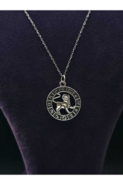 sarıyer silver Leo Zodiac Sign Steel Pendant and Chain Jewelry Classic Stonel...