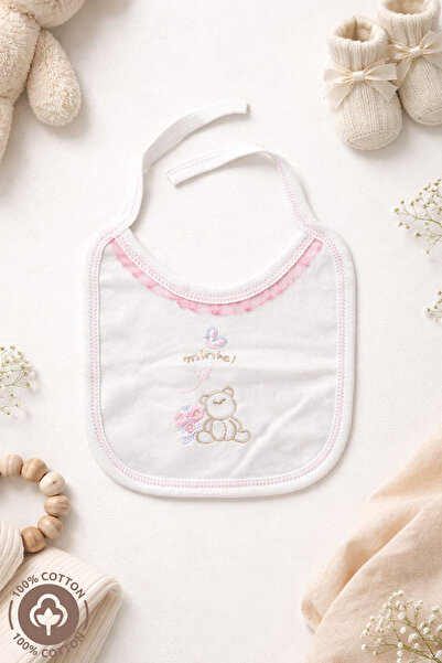 Miniel Baby Girl 100% Organic Cotton Embroidered Baby Drool & Feeding Bib