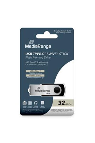 MediaRange MR1952, 32 GB, USB 3.2, Black/Silver