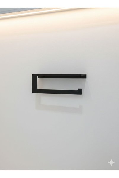 Dersel Dekor Modern Organizer Matte Black Wall Shelf Towel Paper Holder Metal Bathroom Shelf and Towel Rack