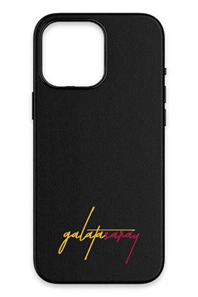 Galatasaray iPhone 16 Pro Max Uyumlu El Yazı Deri Magsafe Lisanslı Telefon Kı...