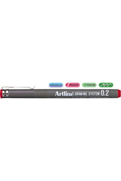 artline Technical Drawing Liner ARTLINE, Felt Tip 0.2mm - Red