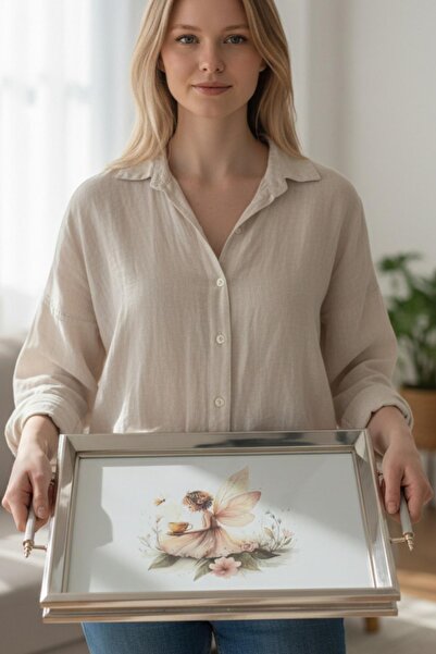 ALBETTO Luxury Glass Presentation Tray with Handles - 44X30 cm Mystic Fairy