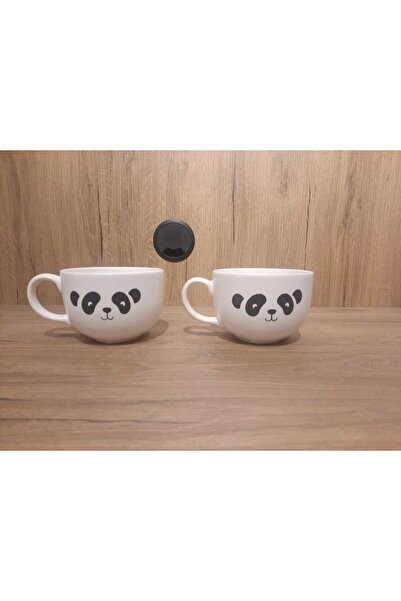 Keramika Set of 2 XXL Jumbo Mugs 11X8 cm 490Cc. 2 Pieces of Patterned Panda/C...
