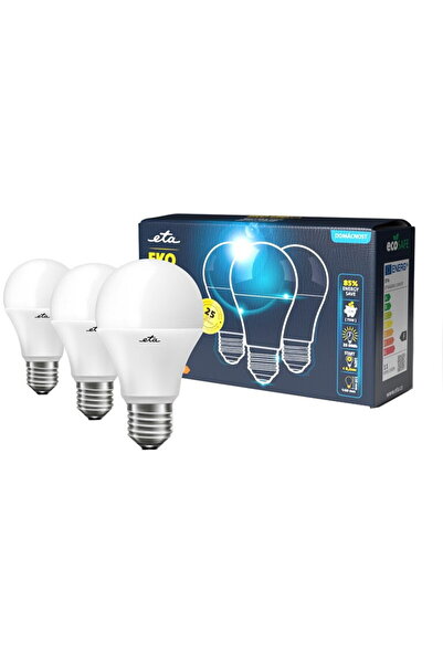 ETA Set of 3 LED EKO Classic Economic Bulbs, 11W (75W), E27, Warm Light