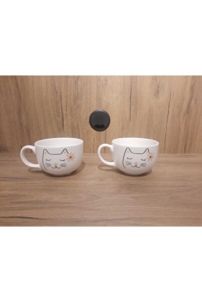 Keramika Set of 2 XXL Jumbo Mugs 11X8 cm 490Cc. 2 Pieces of Patterned Panda/C...