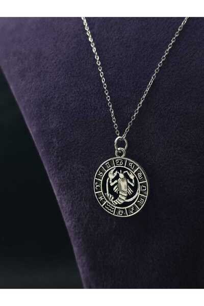 sarıyer silver Cancer Zodiac Sign Steel Pendant and Chain Jewelry Classic Sto...