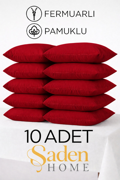 SADEN HOME 10 KOMADA Pamuk PAKOVANJA KREMAJUĆA JASTUČNICA SA ZATVORAČEM, CRVE...