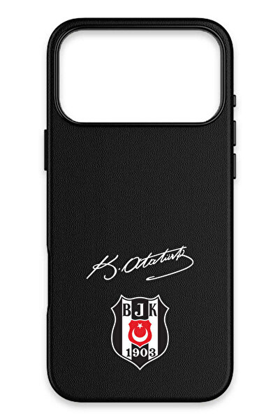 Beşiktaş iPhone 17 Pro Uyumlu Arma Atatürk İmza Deri Magsafe Lisanslı Telefon...