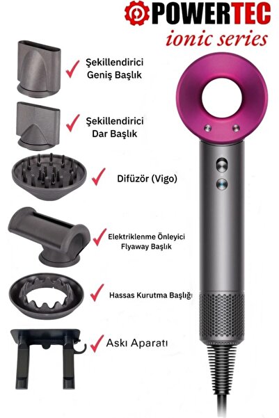 POWERTEC TR-3333 BLDC Motor 5 Fonksiyon Plazma Saç kurutma & Fön makinesi