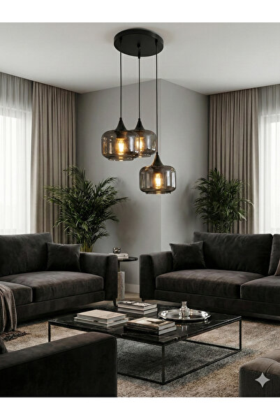 Luzmar Aydınlatma Bal Tuna Cam Avize BAL -FÜME Tonlu Modern Dekoratif Salon A...