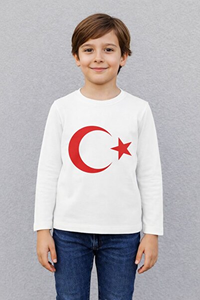 berkMICIRIK unisex παιδική σημαία Τουρκίας Τυπωμένο μπλουζάκι με φεγγάρι και ...