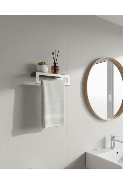 Dersel Dekor Modern Organizer Stainless Wall Kitchen Indoor Shelf Towel Hanger Metal Bathroom Shelf and Towel Holder