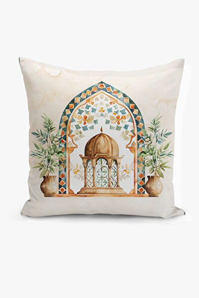 Filamente Ramadan Patterned Double Sided Digital Printed Throw Pillow Cover -...