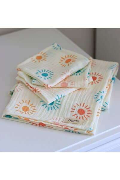 BARİA HOME Muslin Sun-Patterned Blanket and Mouth Towel