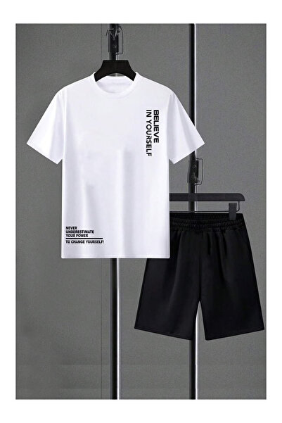 PENTHİLUS T-Shirt and Shorts Two-Piece Set - Summer Fabric Men's Top and Bott...